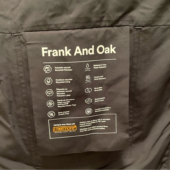 Frank & Oak Black Thermore Reversible Skyline Bomber Jacket Size Small - Picture 6 of 11